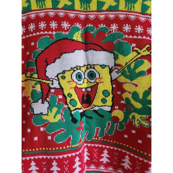 SpongeBob Square Pants Ugly Christmas Sweater Size L - Picture 2 of 10